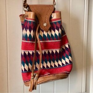 Vintage Leather Trimmed Bohemian Boho Hippie Bag